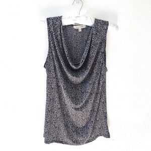 Ellen Tracy Cowl Neck Top, Black and White, Size Medium, NWOT